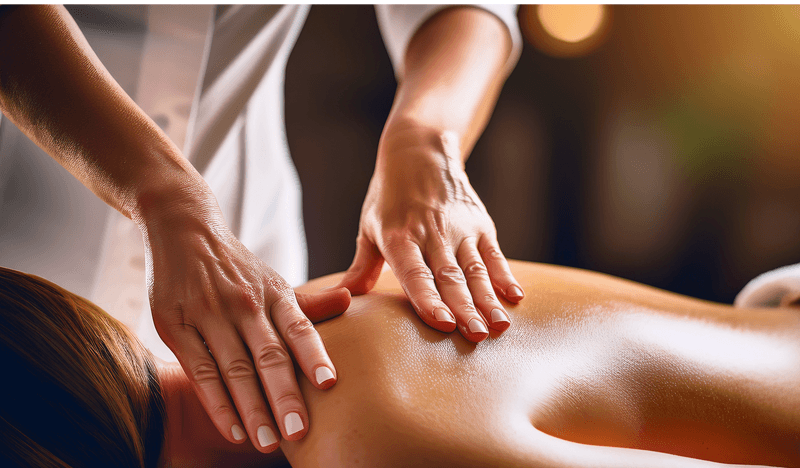 Terapeuta profesional realizando masaje en Navirea Spa